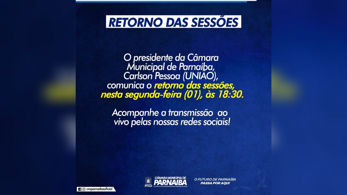 Sessões plenárias da Câmara de Parnaíba retornam nesta segunda-feira (01)